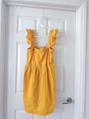 Madewell Yellow Ruffle Strap Cotton Mini Dress Size M